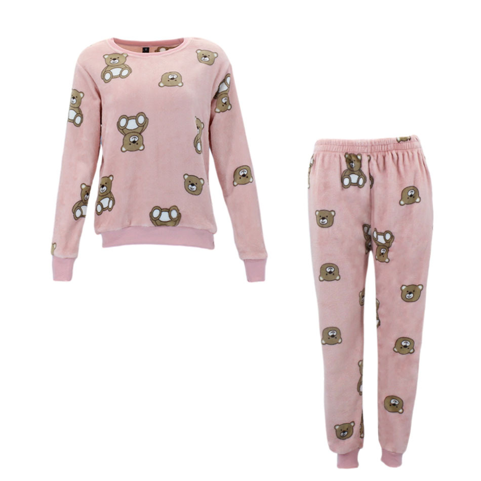 FIL Womens Plush 2pc Set Pyjama Loungewear Fleece Pajamas PJs Sleepwear w Prints - Picture 144 of 153