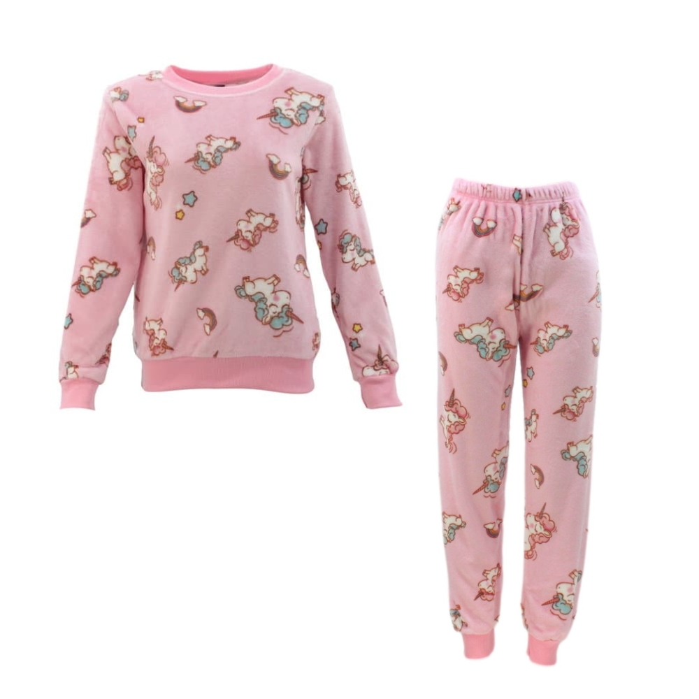 FIL Womens Plush 2pc Set Pyjama Loungewear Fleece Pajamas PJs Sleepwear w Prints - Picture 148 of 153