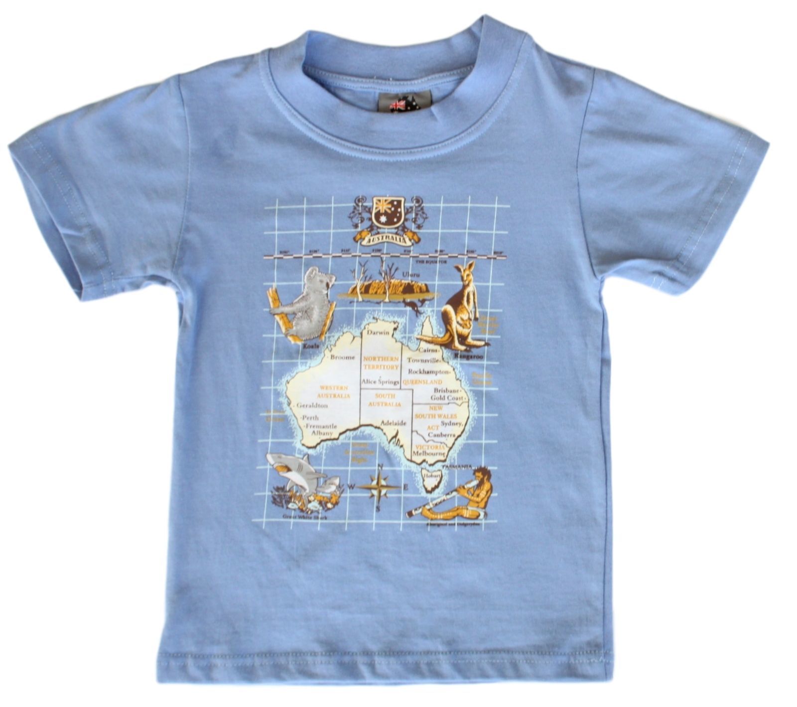Kids Baby Shirt Australian Australia Souvenir Cotton Sz 0-14 – Vintage Map | eBay