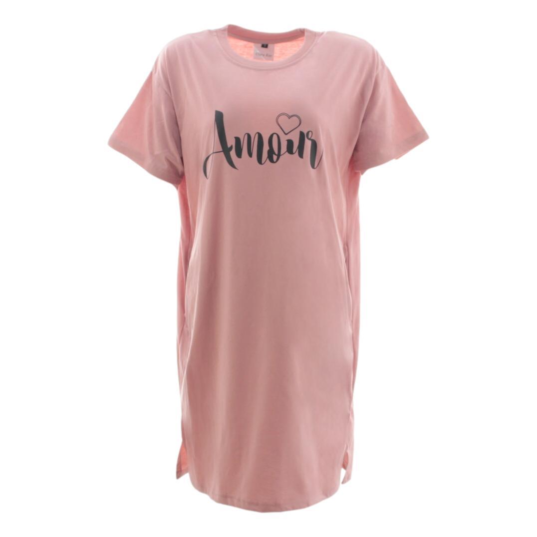 FIL Women's Short Sleeve T-shirt Tee Dress w Pockets Casual Loungewear - Picture 18 of 33