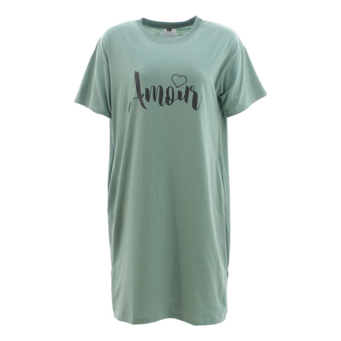 FIL Women's Short Sleeve T-shirt Tee Dress w Pockets Casual Loungewear - Picture 30 of 33