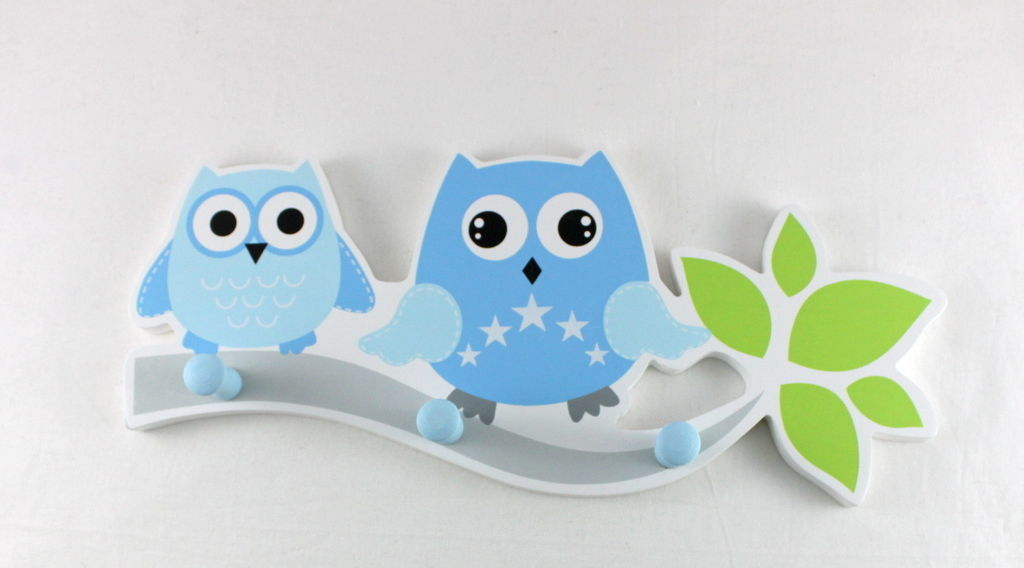 Kids Nursery Bathroom Room Decor Hanging Owl 3 Hook Wall