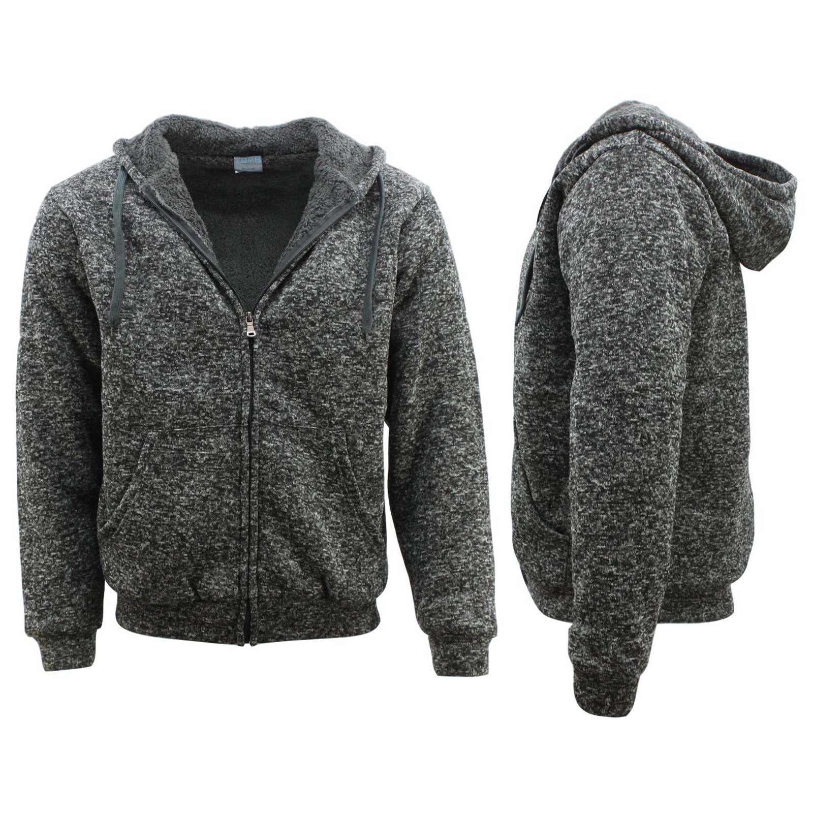 Men's Thick Winter Sherpa Fur Hoodie Zip Up Hooded Jumper Coat Jacket  Sweater