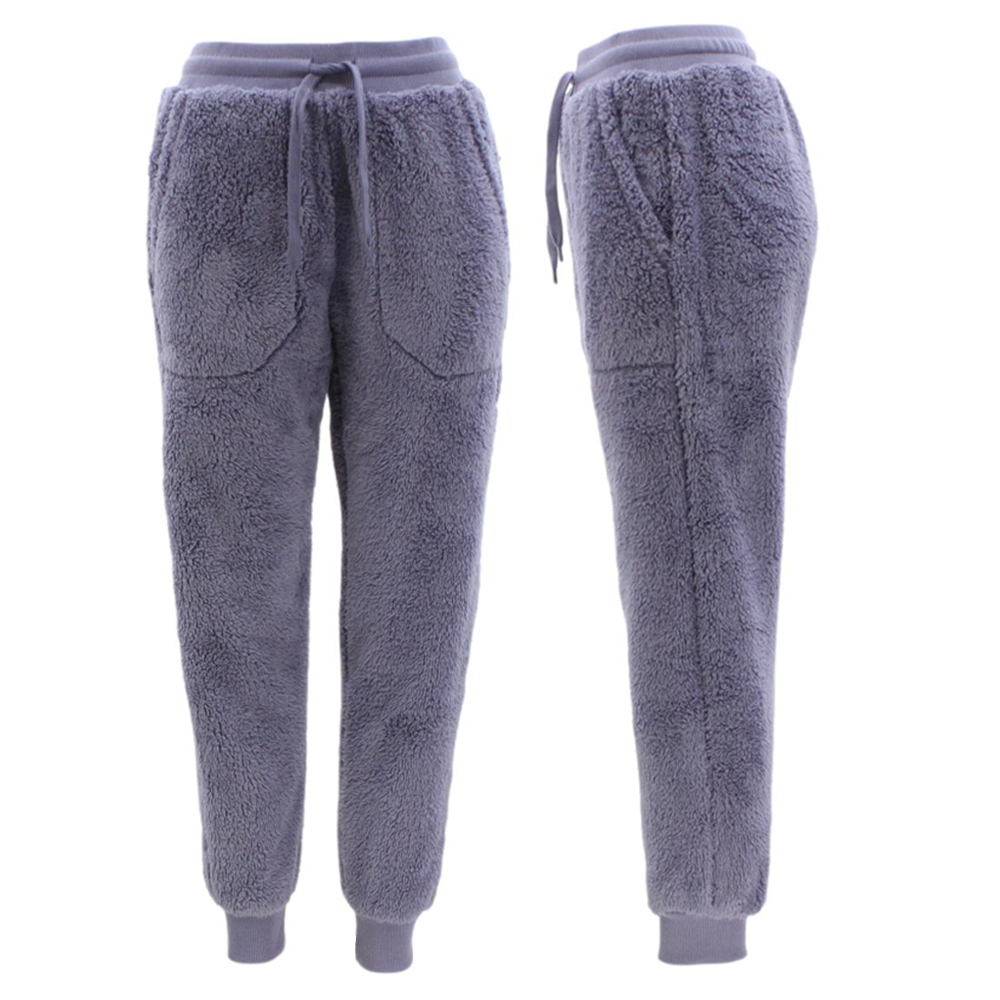 Men's Women's Sherpa Fur Pants Lounge Fleece Sleepwear Fluffy Trousers