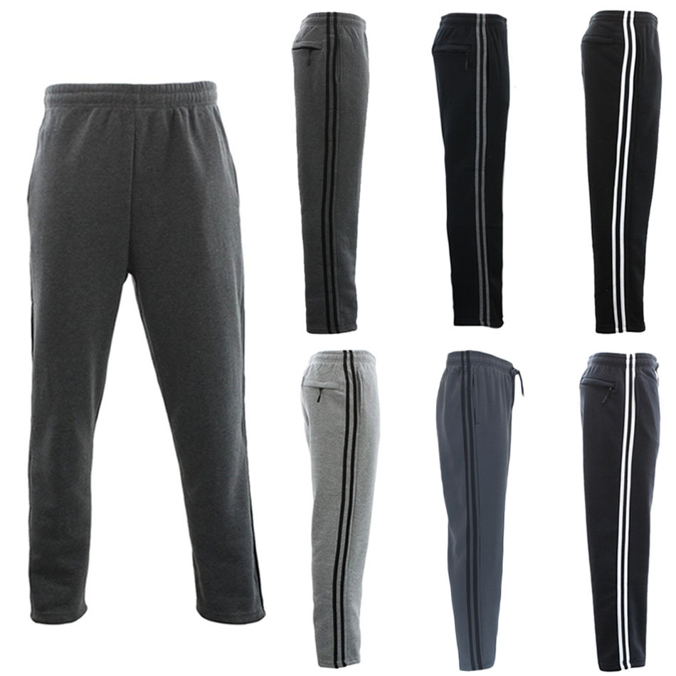NEW Men's Fleece Lined Track Pants Track Suit Pants Striped Casual w ...