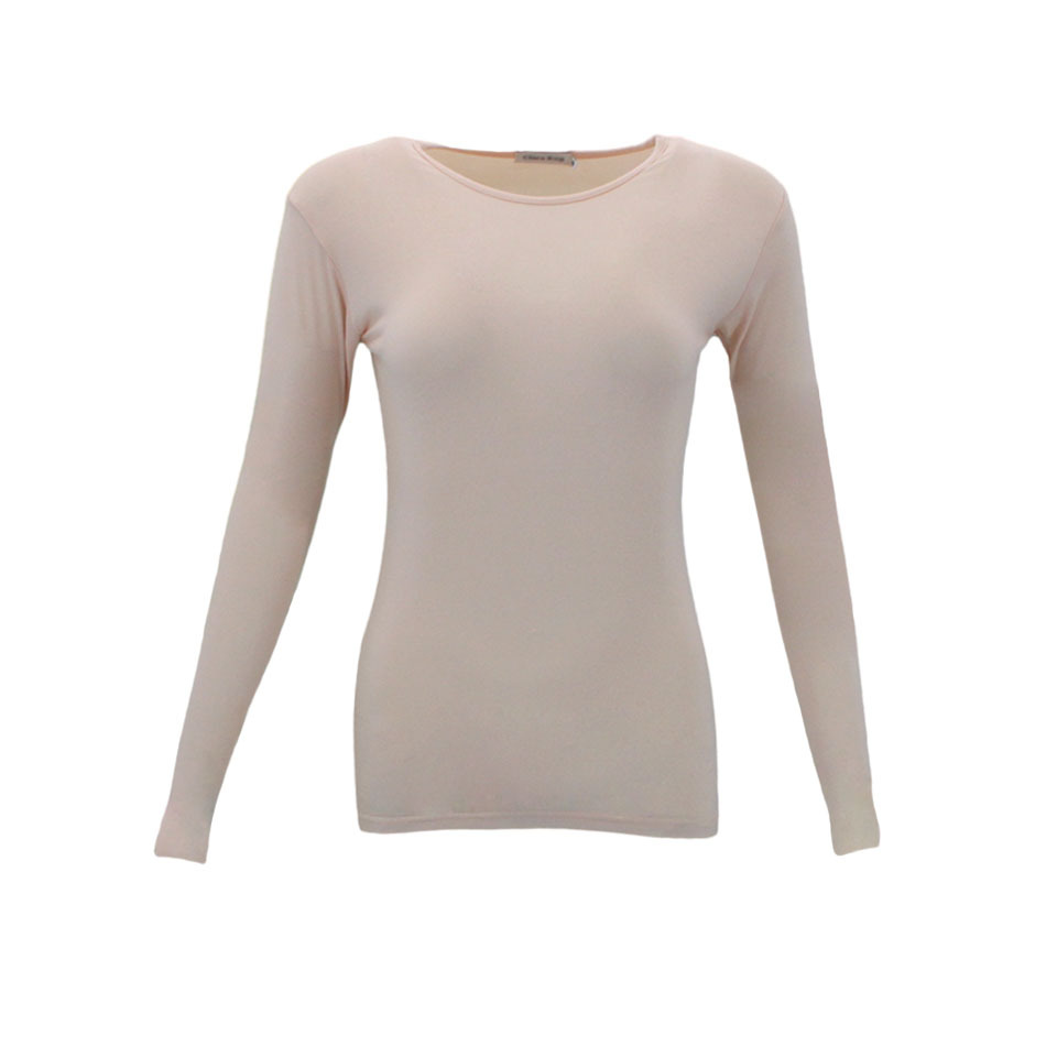 NEW Women's Long Sleeve Crew Neck Soft Stretch Plain Colours Basic Tee T-Shirt - Picture 35 of 57