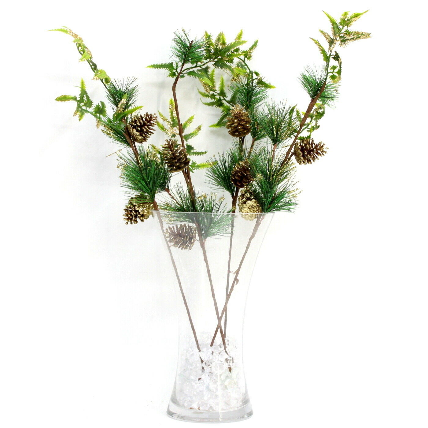 4x Christmas Red Berry Holly Branch Pine Cones Leaves Artificial Flower Pick - Picture 10 of 12