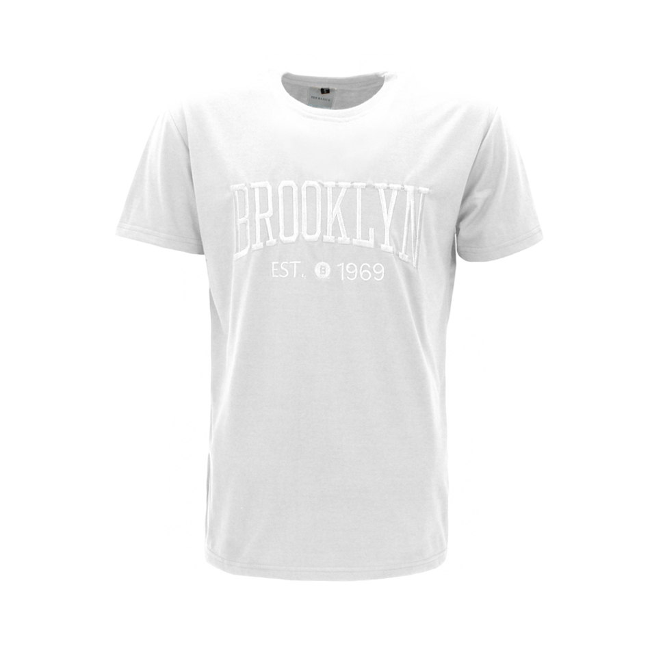 FIL Men's Embroidered Cotton Crew Neck T-Shirt Tee Short Sleeve - Brooklyn - Picture 10 of 25
