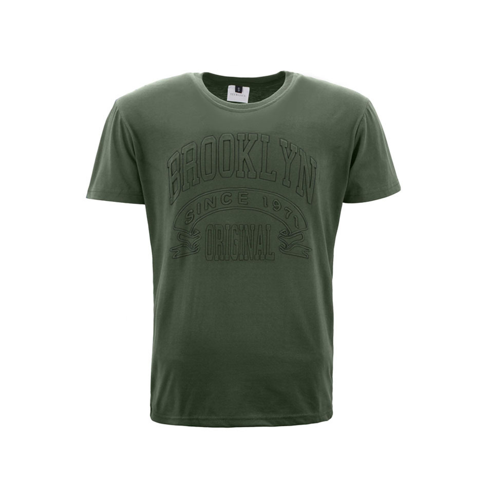 FIL Men's Embossed Cotton Crew Neck T-Shirt Tee Short Sleeve - Brooklyn - Picture 8 of 9