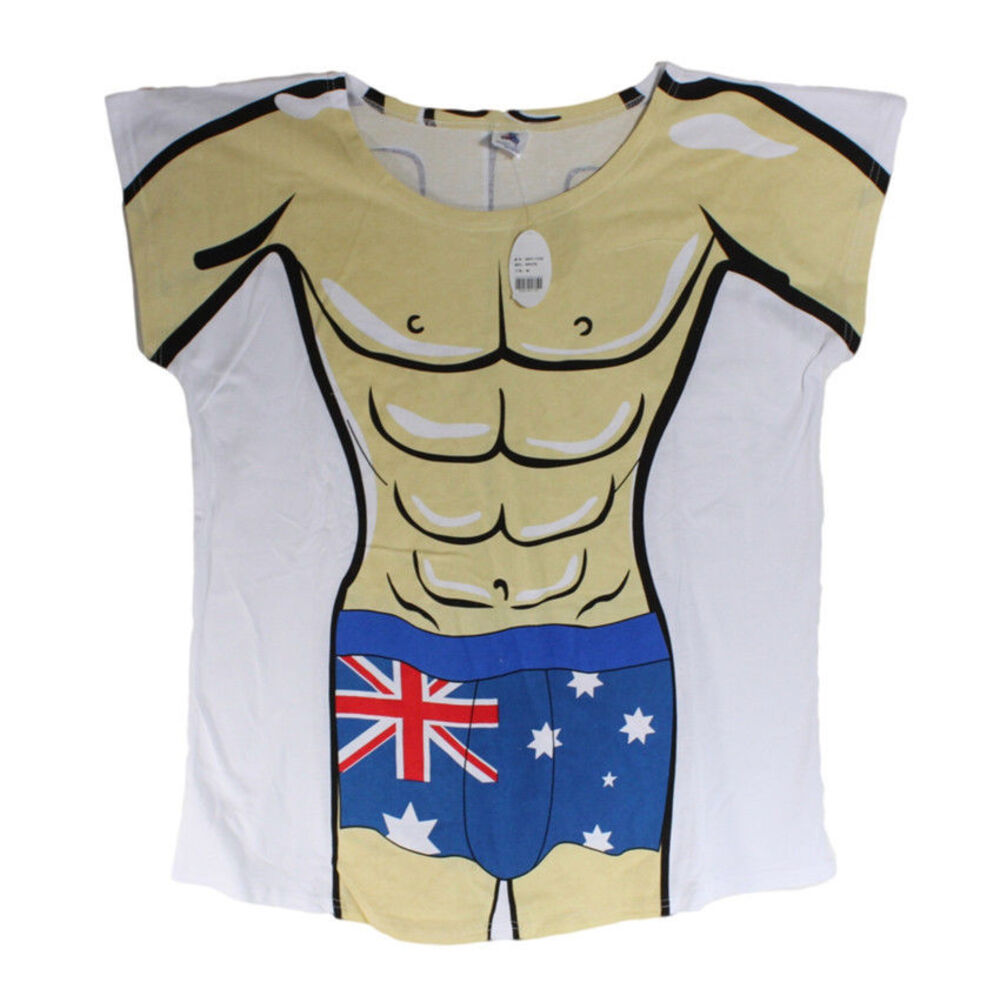 Women's Bikini Men's Speedo Body Beach T Shirt Australia Aussie Flag ...