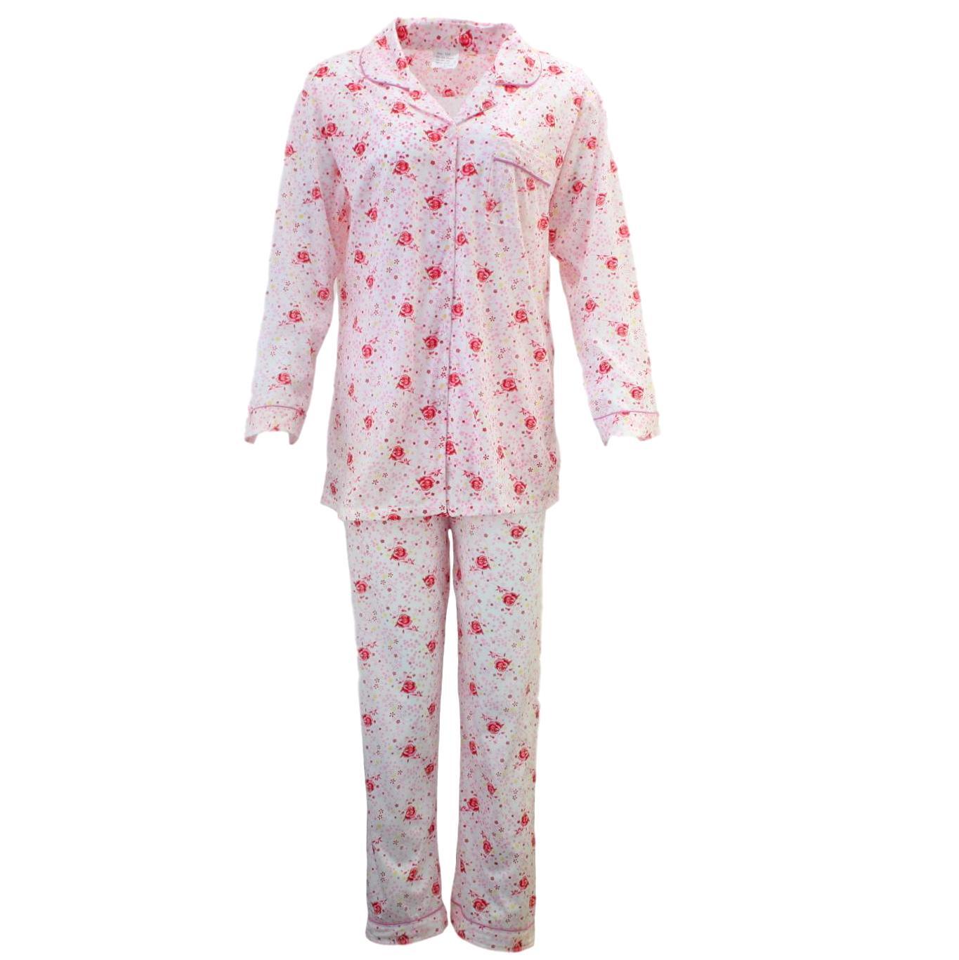 Women's Ladies Longsleeve Cotton Pajamas Pyjamas PJ Set Sleepwear - Picture 3 of 9