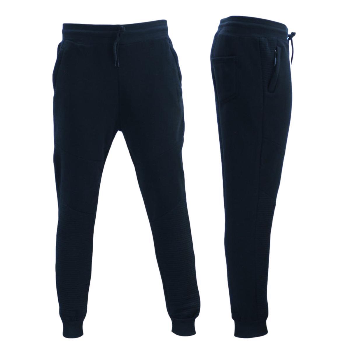 Men's Unisex Fleece Lined Jogger Track Pants Casual Gym Zipped Pockets Slim Cuff - Picture 22 of 30