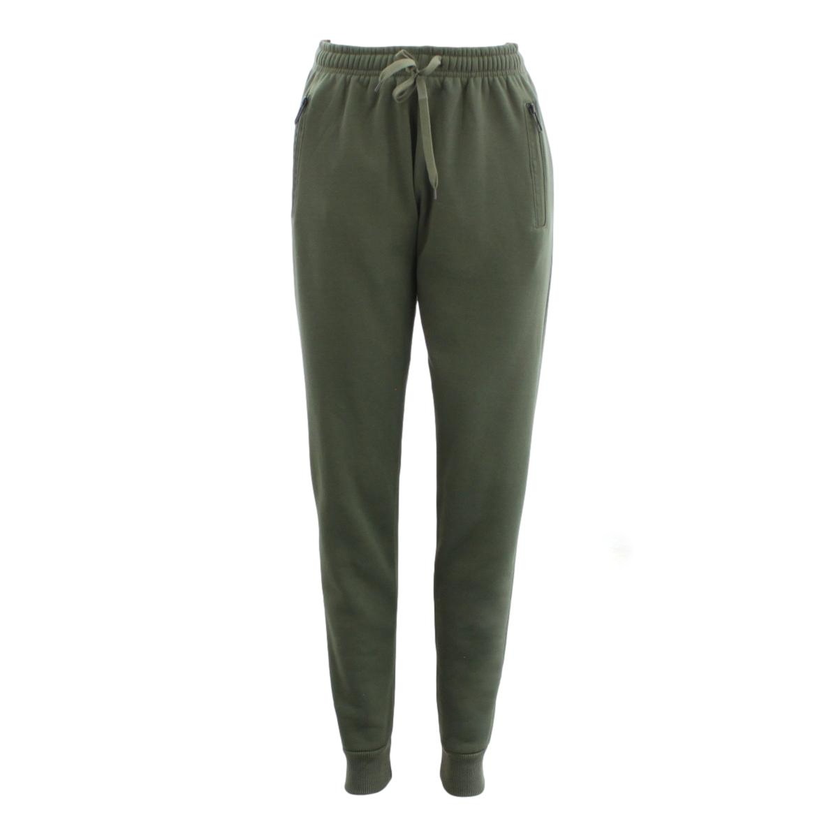 Women's Track Pants Soft Fleece Slim Cuff w Zipped Pockets Ladies ...