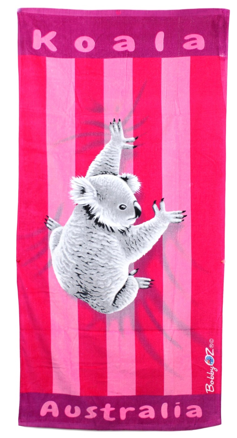 Australian Souvenir Beach Towel Pink Koala Australia 100% Cotton 