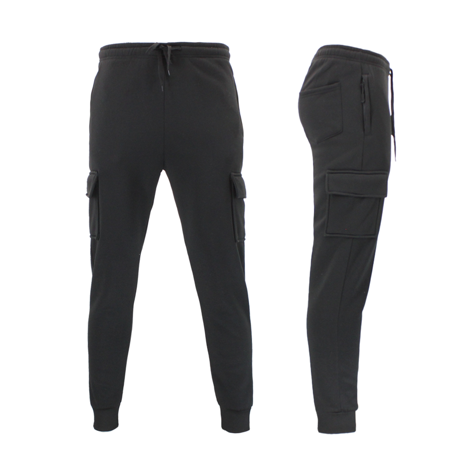 FIL Men's Fleece Cargo Track Pants Slim Cuff Trackies Slacks Tracksuit - Picture 3 of 13