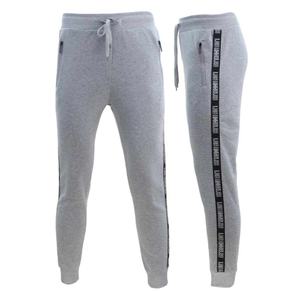 FIL Men's Striped Fleece Track Pants Casual Tracksuit Zipped Pockets LOS ANGELES - Picture 6 of 9