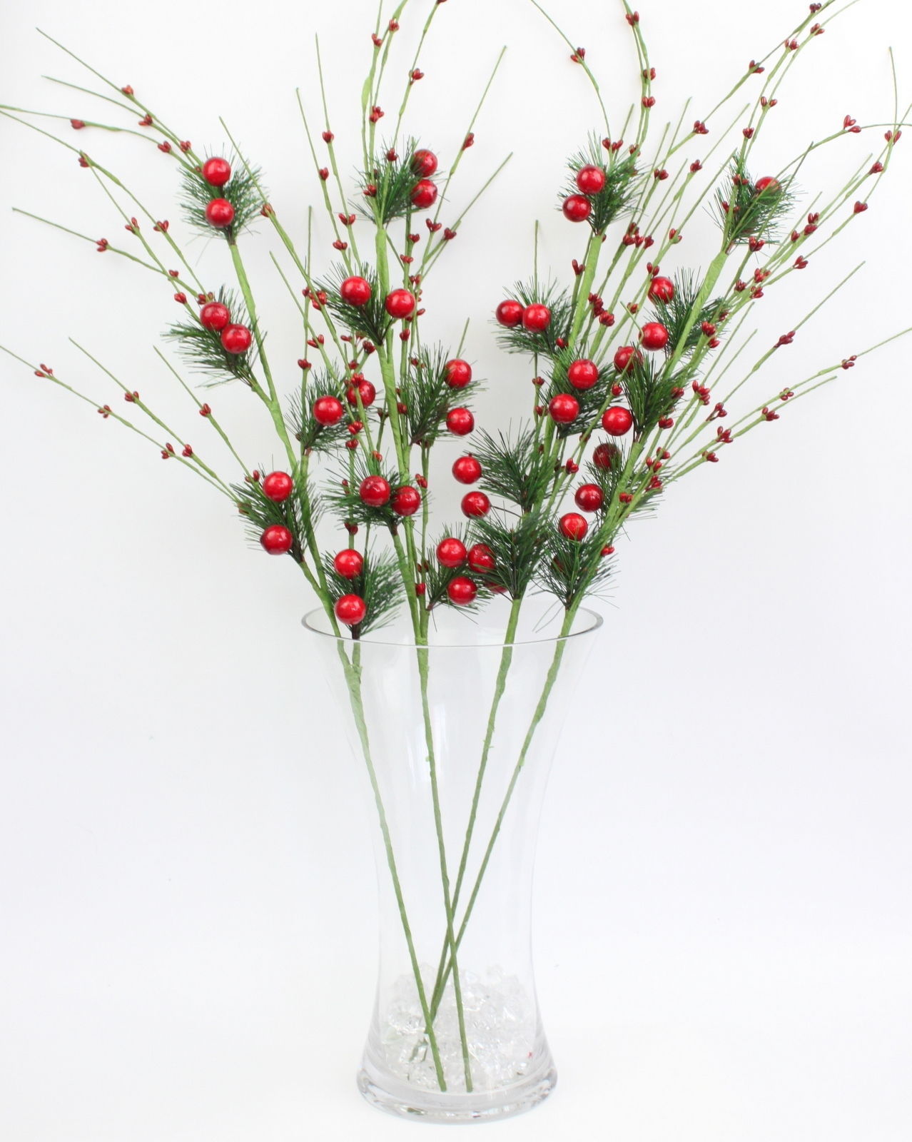 4x Christmas Red Berry Holly Branch Pine Cones Leaves Artificial Flower Pick - Picture 2 of 12