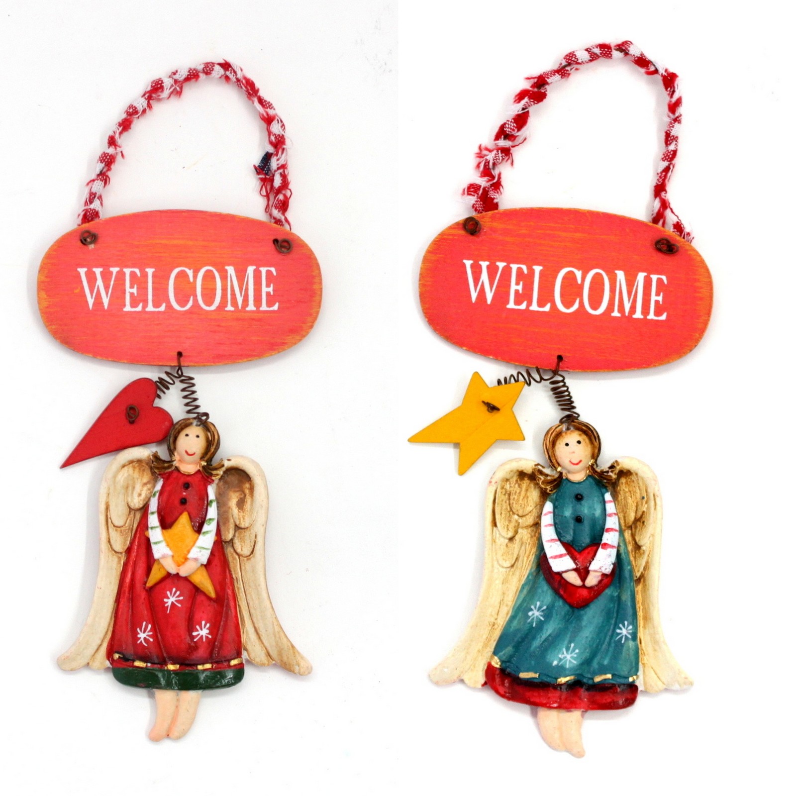 2x Christmas Decoration Angel Welcome Sign Doorplate Wall Door