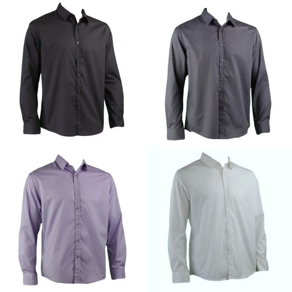 Men's Formal Dress Business Shirts Long Sleeve Cotton Blend Easy Iron - Picture 18 of 18