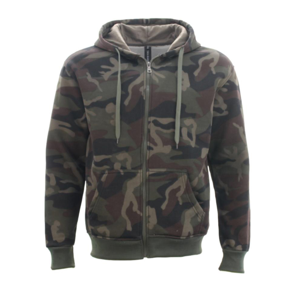 thumbnail image 2 of Time Is Money Men's Camouflage Fur Lined Full Zip Hoodie - Army Winter Jacket (M-3XL, Woodland/Urban) 2 of 4