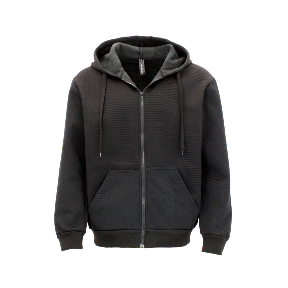 FIL Men's Zip up Thick Fleece Hoodie Jacket Hooded Geometric Pattern Coat Jacket - Picture 4 of 9