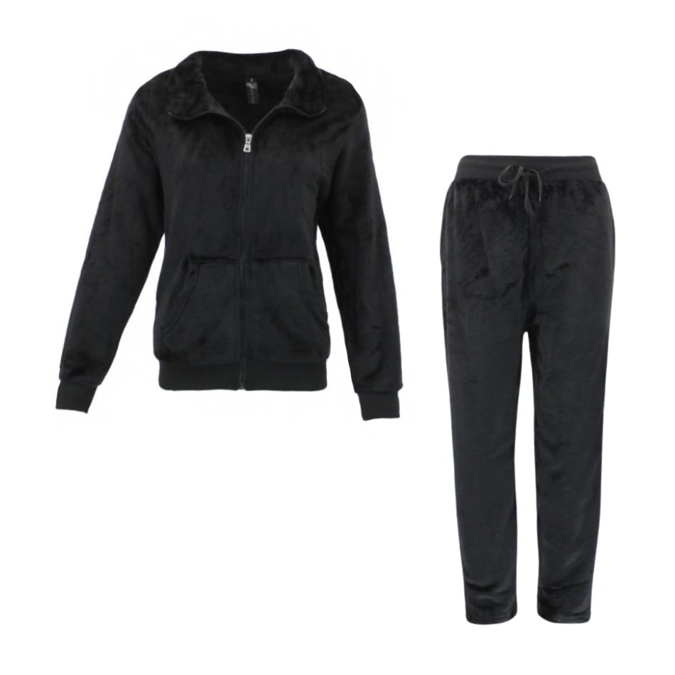 FIL Women's Zip up Track Top Pants 2pcs Set Loungewear Velour Fleece - Picture 5 of 13