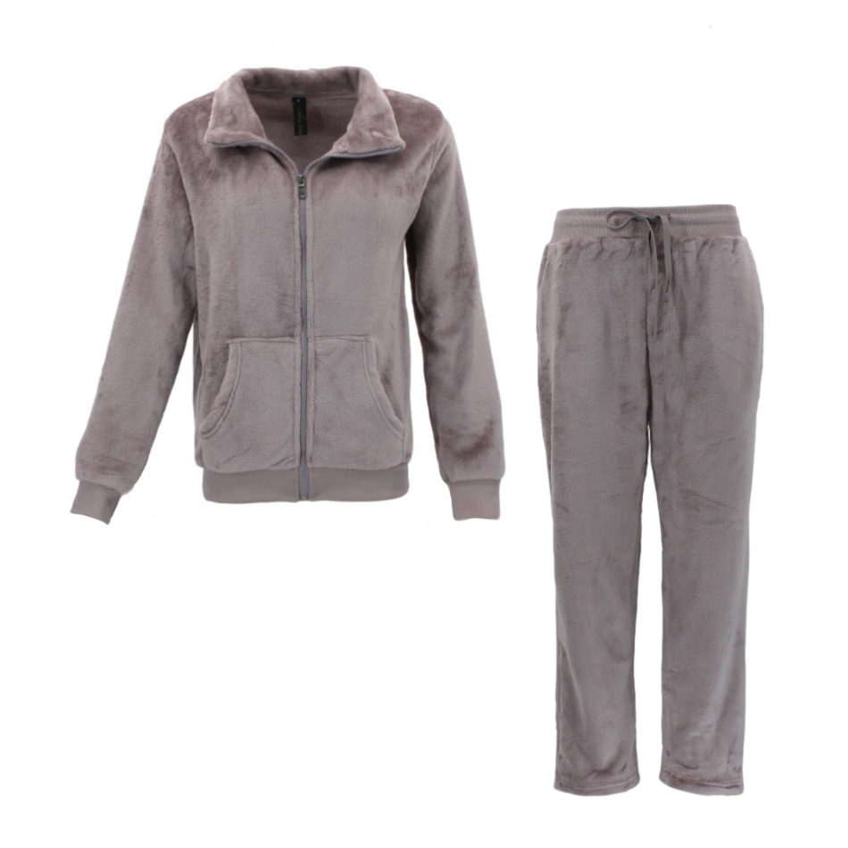 FIL Women's Zip up Track Top Pants 2pcs Set Loungewear Velour Fleece - Picture 13 of 13
