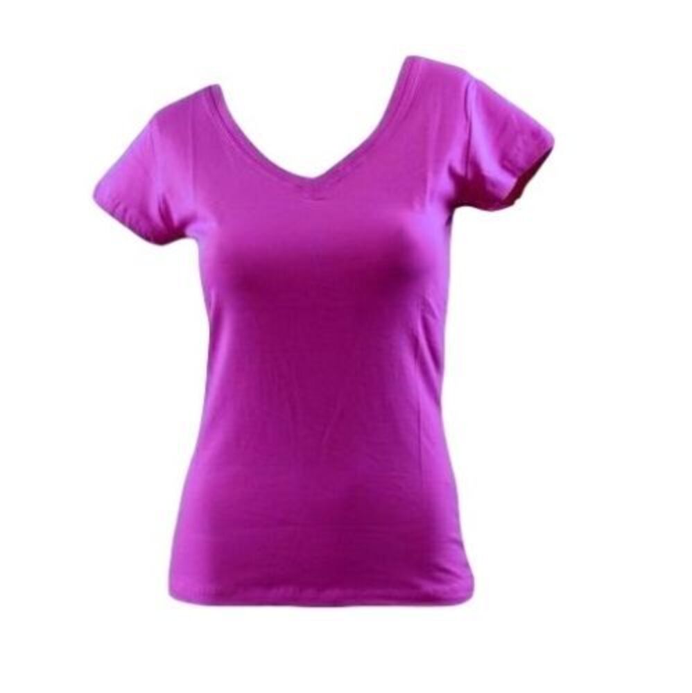 Women's Ladies Soft Stretch T Shirt Tee Top Basic Plain White Black