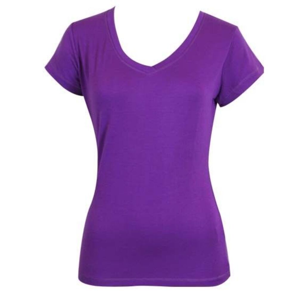Women's Ladies Soft Stretch T Shirt Tee Top Basic Plain White Black