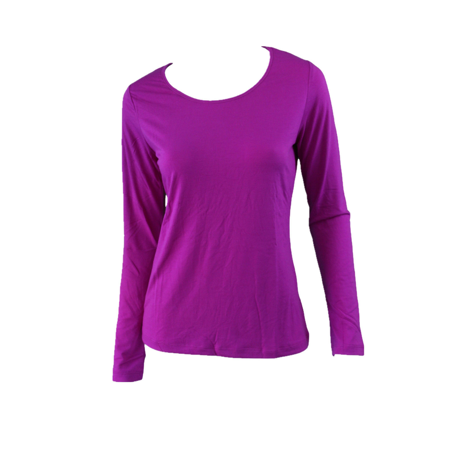 Women's Long Sleeve Crew Neck Soft Stretch T Shirt Tee Top Basic Plain