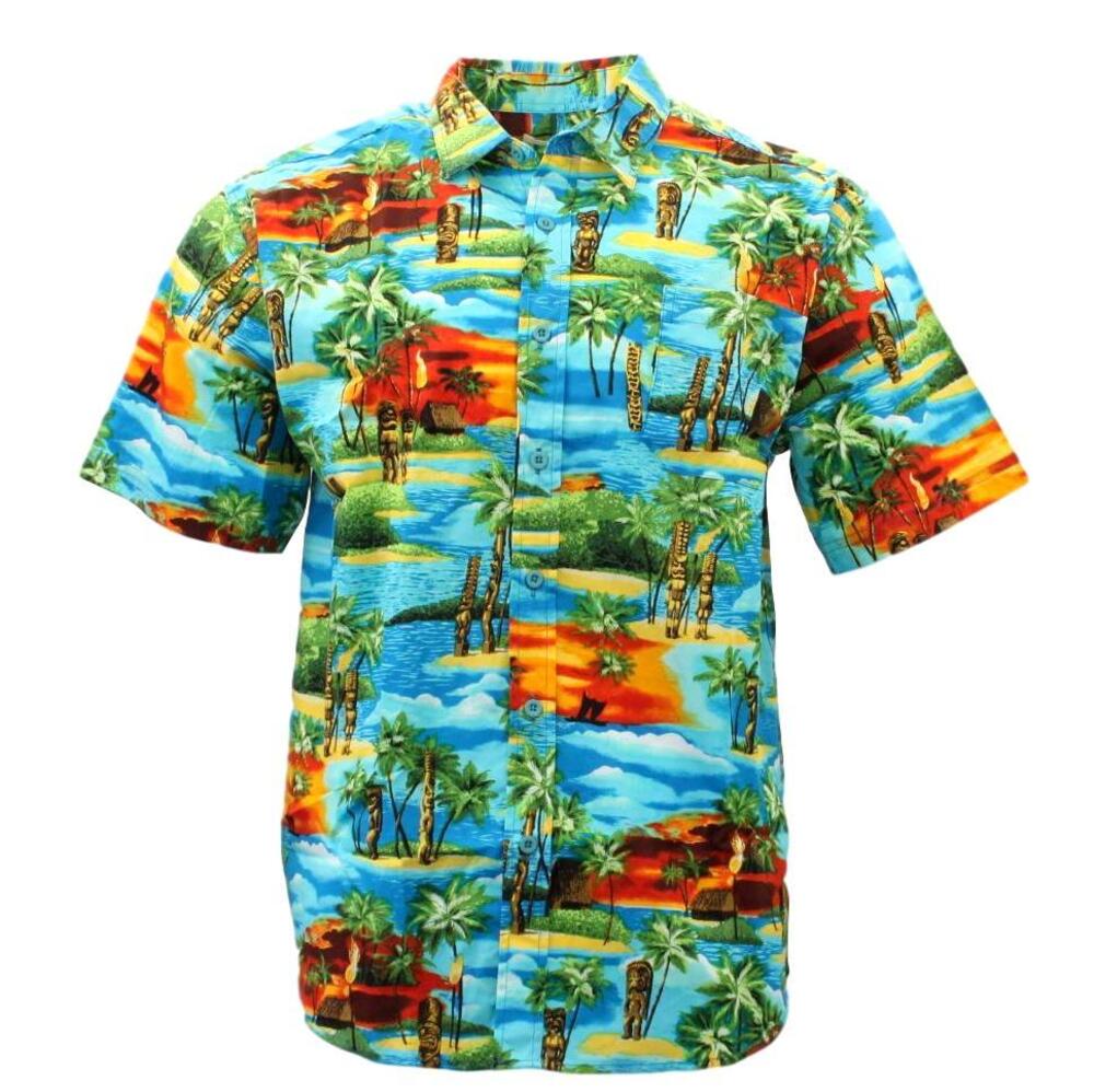 VISESUNNY Men's Hawaiian Shirt – Mustache Print, Quick-Dry & Lightweight For Summer