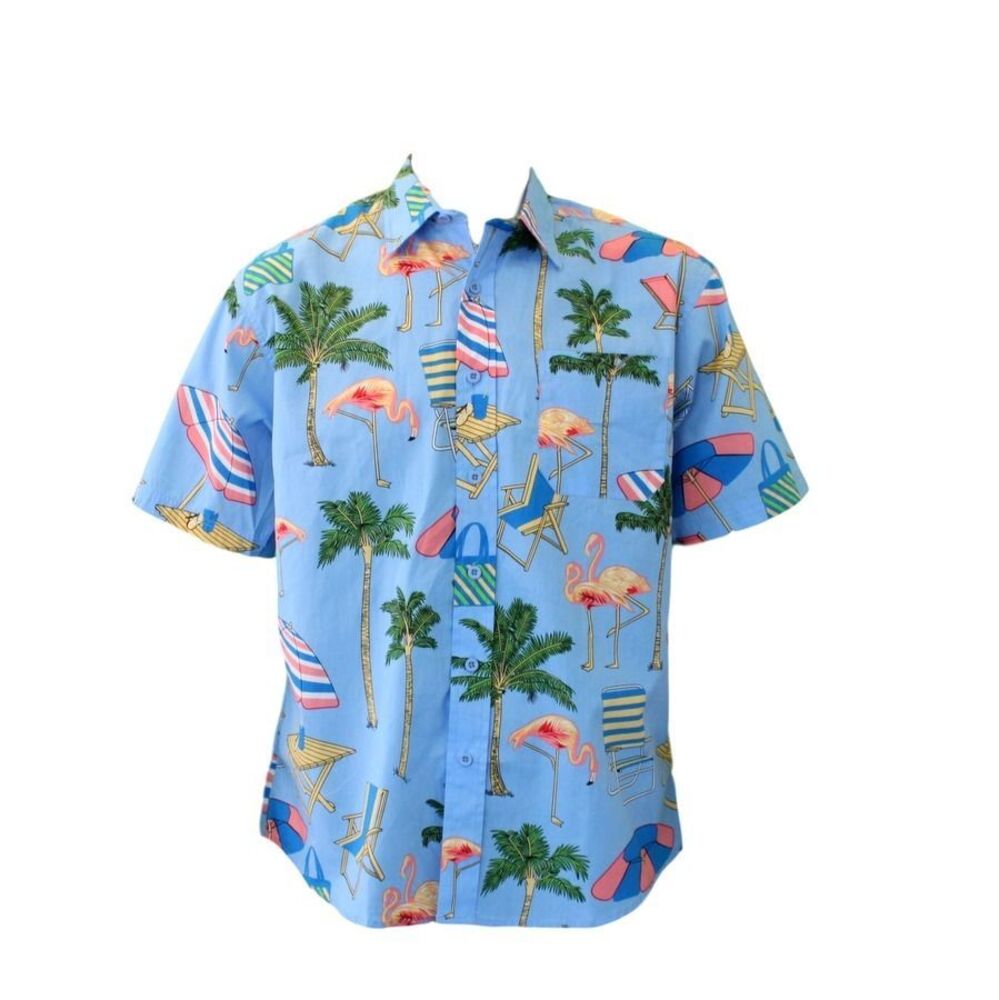 NEW Men's Short Sleeve 100% Cotton Shirt Tropical Hawaiian Summer Style ...
