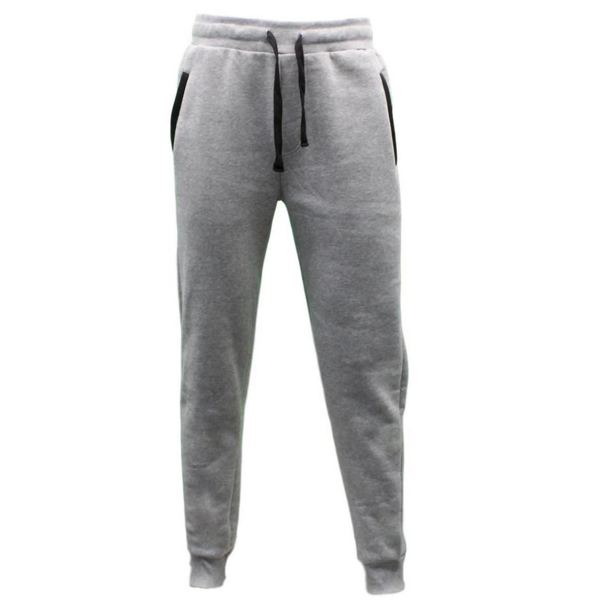 Mens Fleece Jogger Track Pants Pockets Cuffed Hem Trackies Sweat Pants