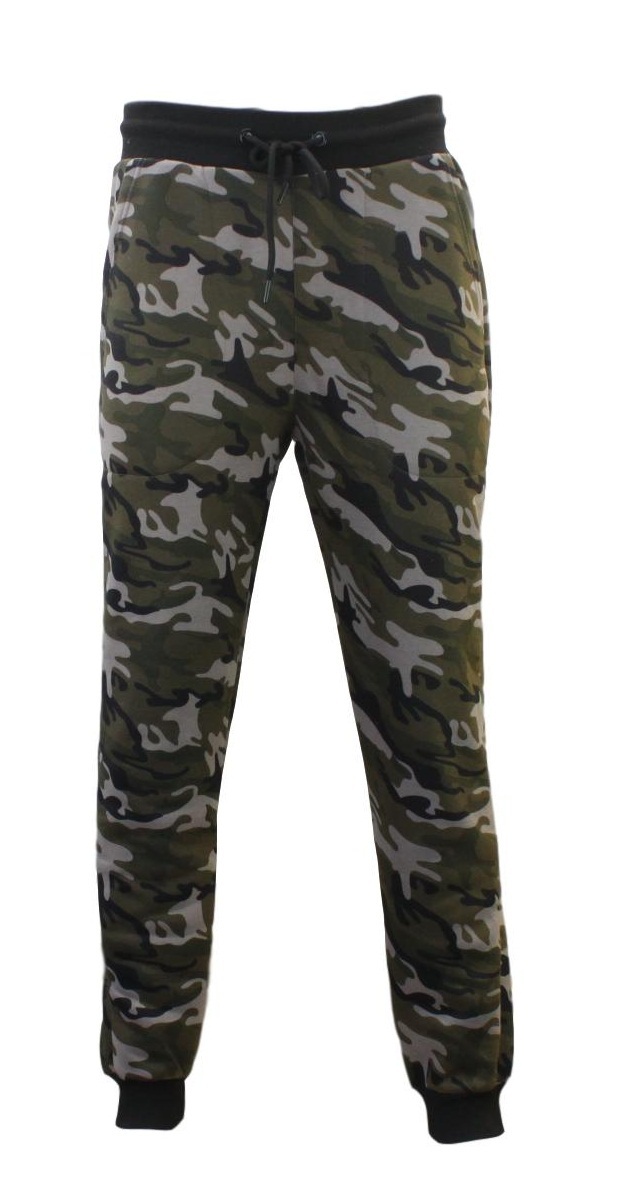 Mens Camouflage Track Pants Jogger Camo Gym Slim Fit Fleeced Trousers ...