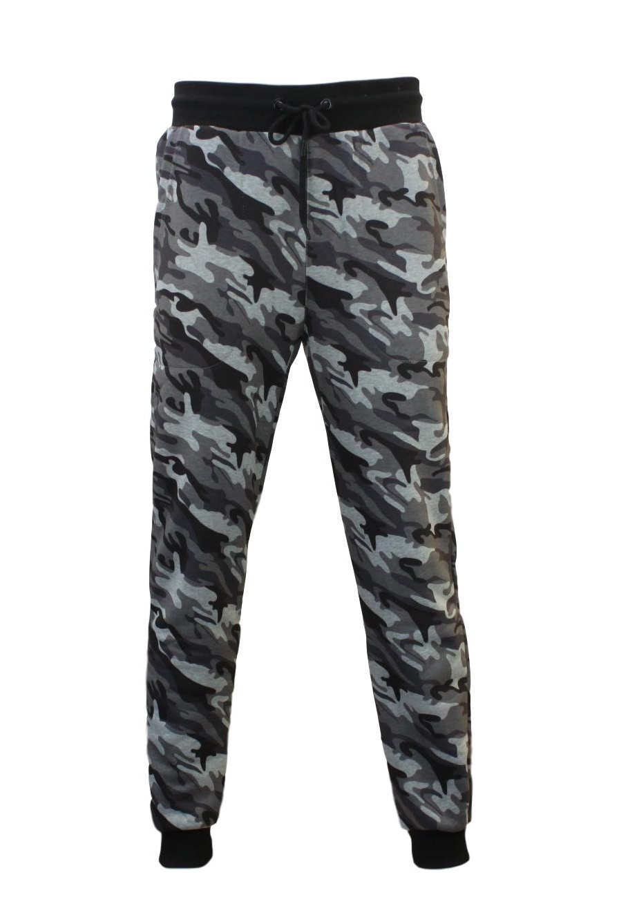 Mens Camouflage Track Pants Jogger Camo Gym Slim Fit Fleeced Trousers ...