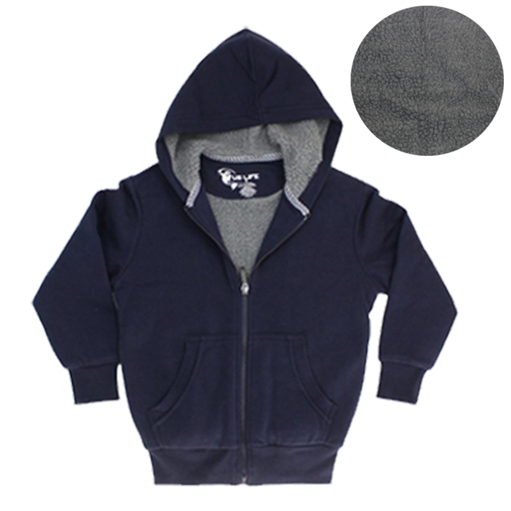 Kids Unisex Thick Hoodie Zip Up Jacket Cotton Rich Sherpa Fur Jumper Winter Coat - Picture 13 of 17