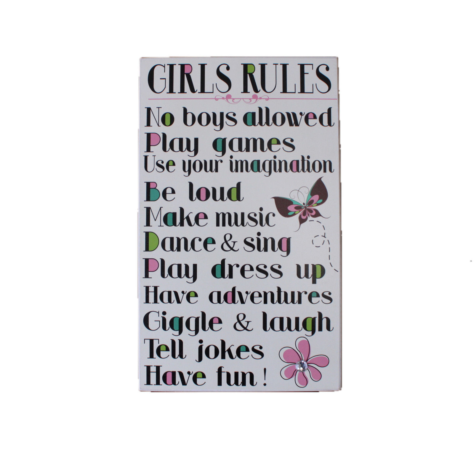 Vintage Rustic Wooden Hanging Wall Plaque Décor Sign - Boys Rules/ Girls Rules [ - Picture 2 of 3
