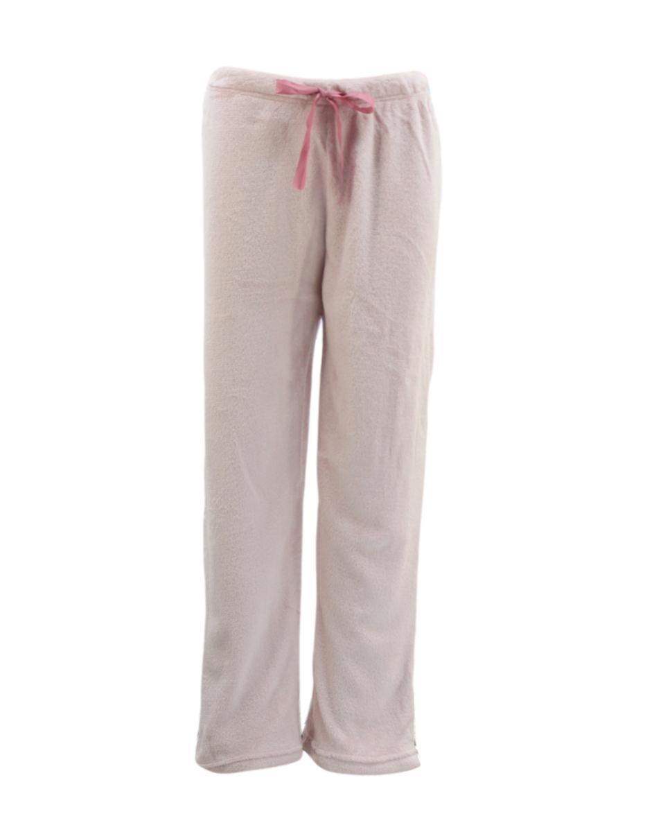 Women's Soft Plush Lounge Sleep Pyjama Pajama Pants Fleece Winter Sleepwear  [Size: 8-10] [Design: Plain Pink] - Fresh Idea Living