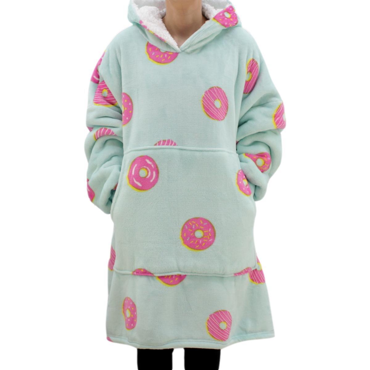 FIL Oversized Hoodie Blanket Plush Warm Big Fleece Soft Pullover Adult Kids - Picture 8 of 89