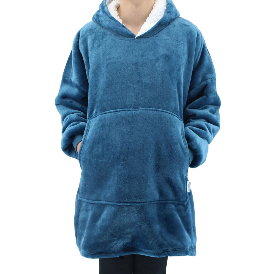 FIL Oversized Hoodie Blanket Plush Warm Big Fleece Soft Pullover Adult Kids - Picture 30 of 89