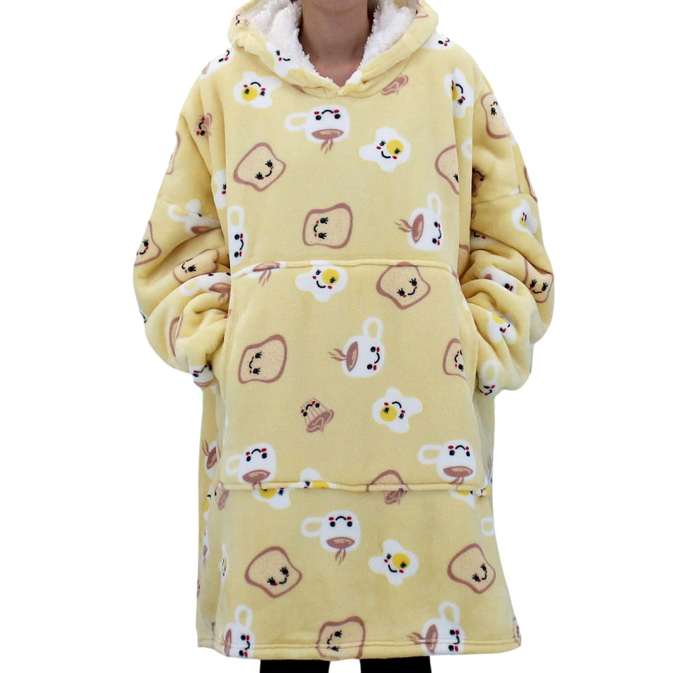 FIL Oversized Hoodie Blanket Plush Warm Big Fleece Soft Pullover Adult Kids - Picture 33 of 89