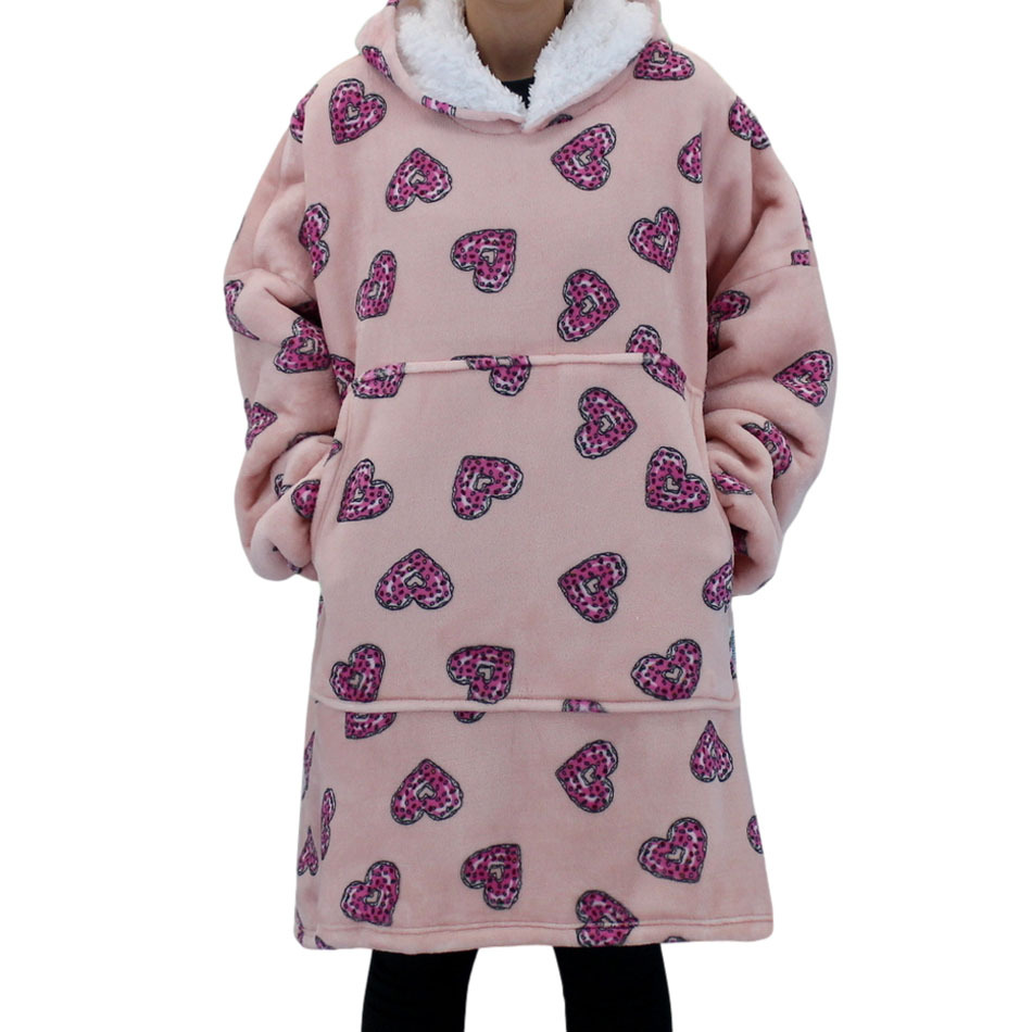 FIL Oversized Hoodie Blanket Plush Warm Big Fleece Soft Pullover Adult Kids - Picture 34 of 89