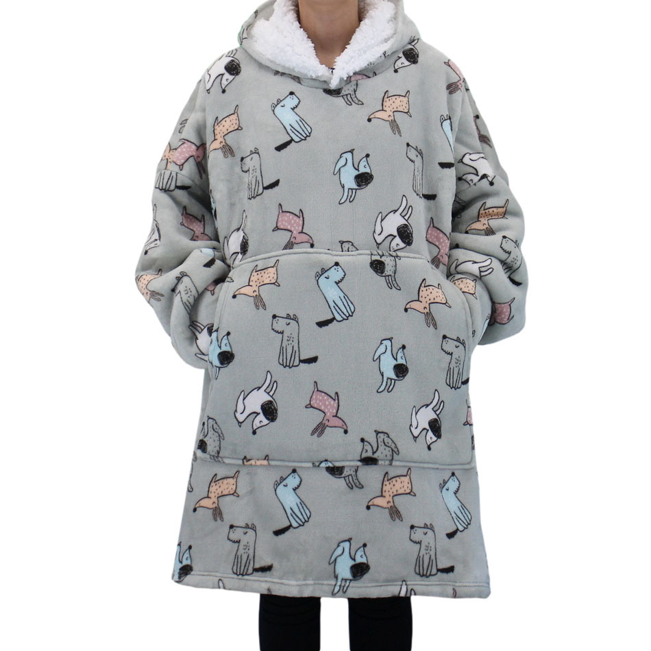 FIL Oversized Hoodie Blanket Plush Warm Big Fleece Soft Pullover Adult Kids - Picture 35 of 89