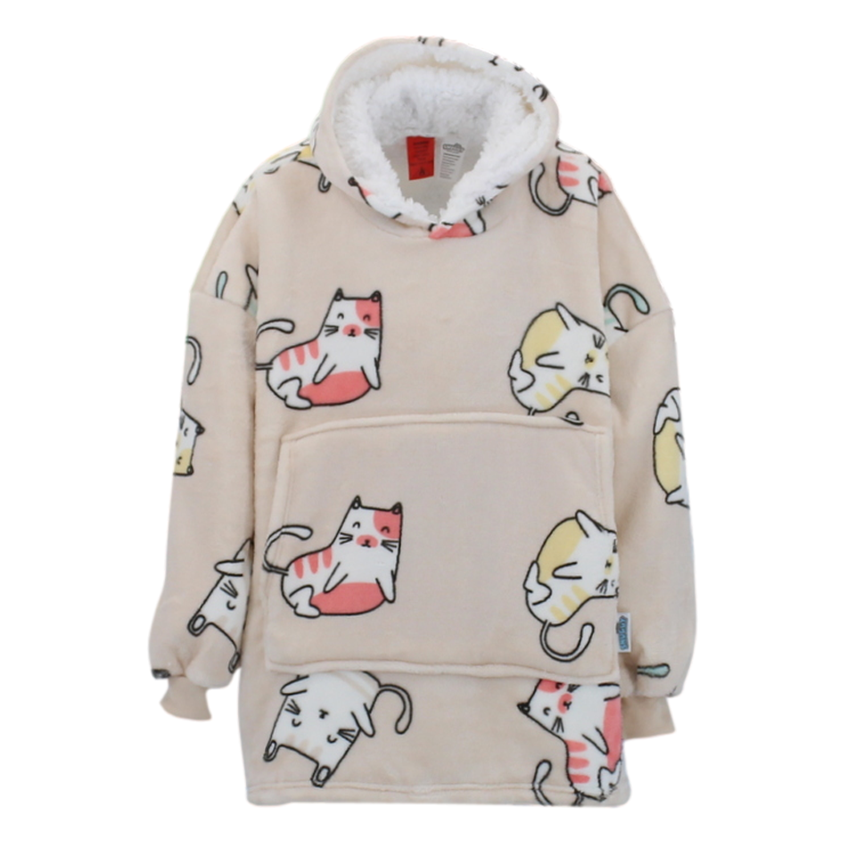 FIL Oversized Hoodie Blanket Plush Warm Big Fleece Soft Pullover Adult Kids - Picture 43 of 89