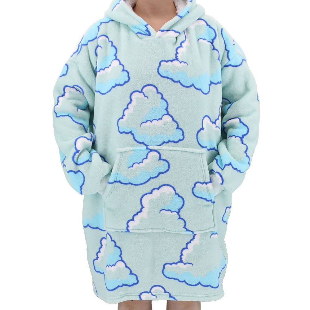 FIL Oversized Hoodie Blanket Plush Warm Big Fleece Soft Pullover Adult Kids - Picture 59 of 89