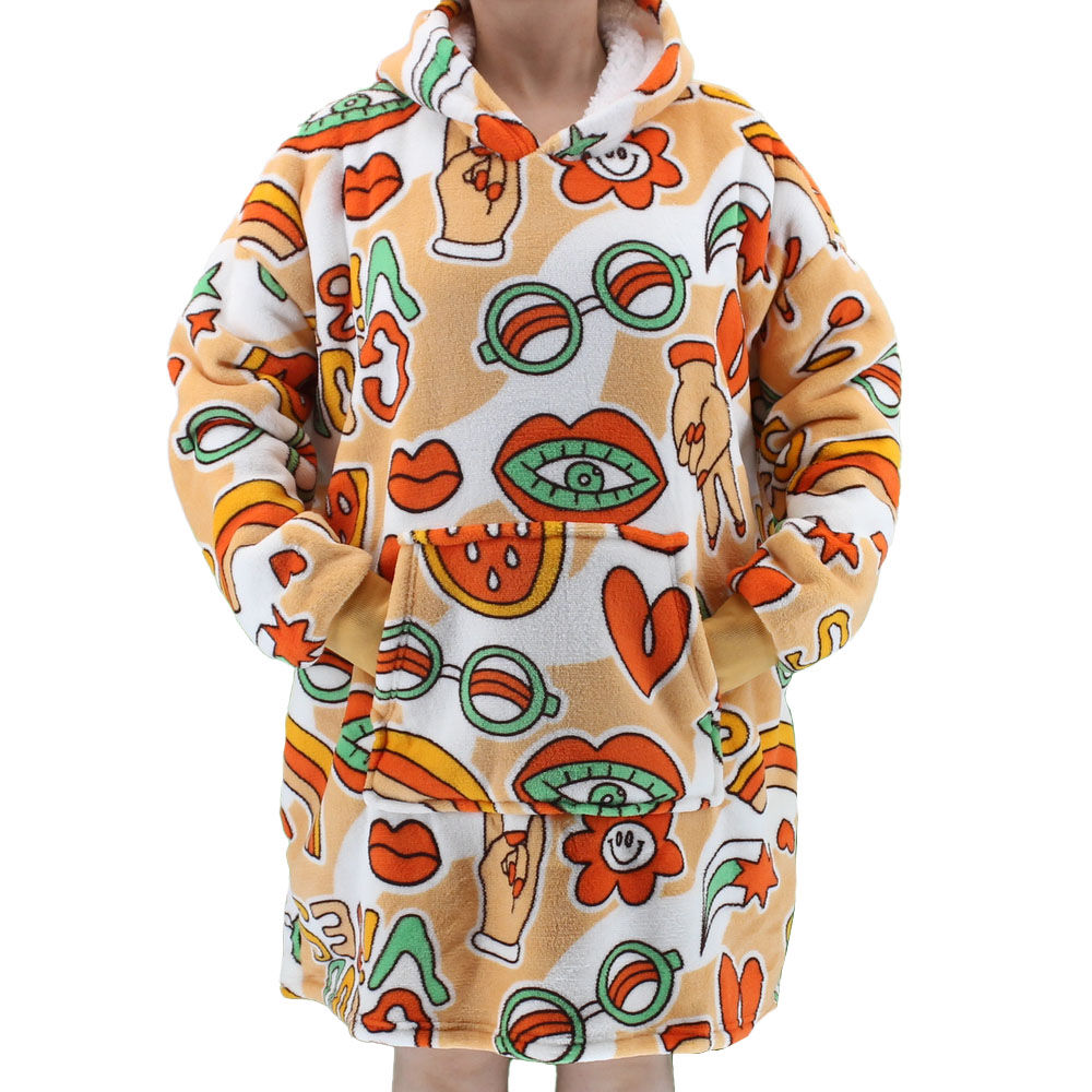 FIL Oversized Hoodie Blanket Plush Warm Big Fleece Soft Pullover Adult Kids - Picture 69 of 89