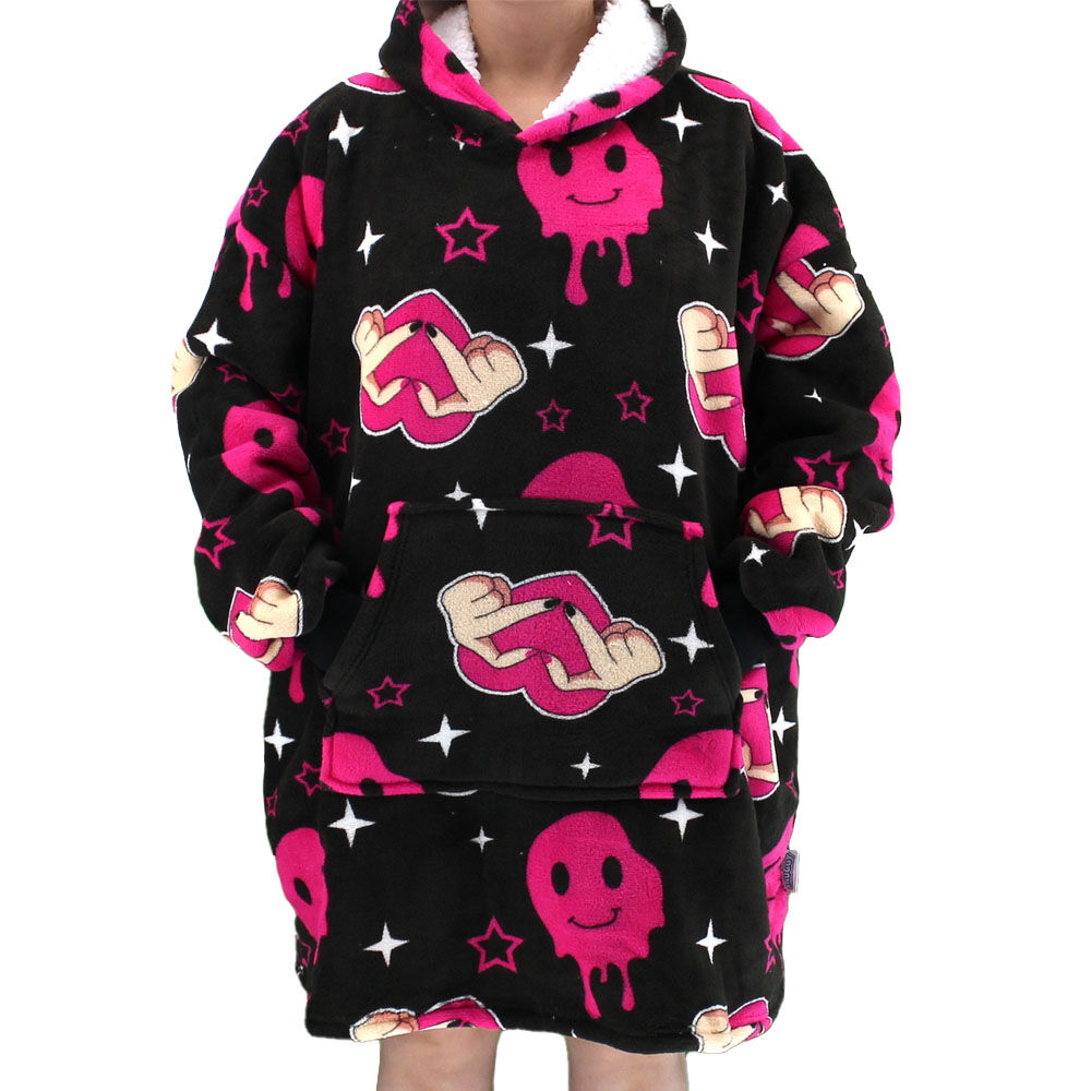 FIL Oversized Hoodie Blanket Plush Warm Big Fleece Soft Pullover Adult Kids - Picture 70 of 89