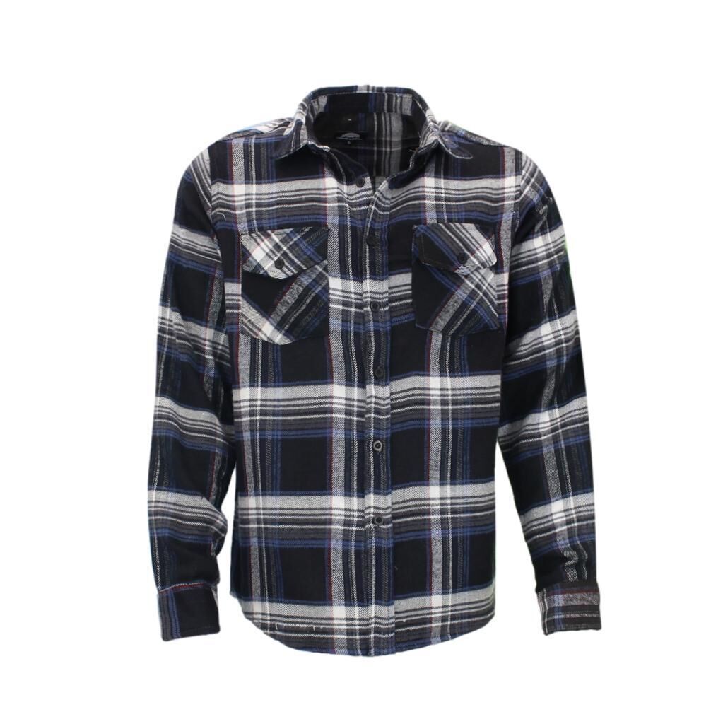 Men's Flannelette Shirt Long Sleeve Check Print Pattern Cotton Flannel - Picture 38 of 65