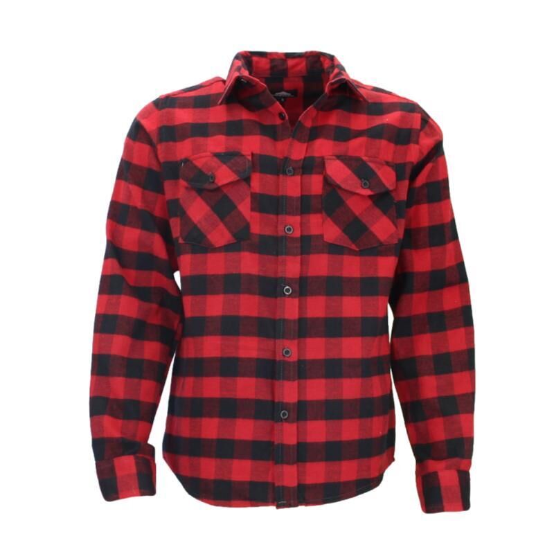 Men's Flannelette Shirt Long Sleeve Check Print Pattern Cotton Flannel - Picture 46 of 65