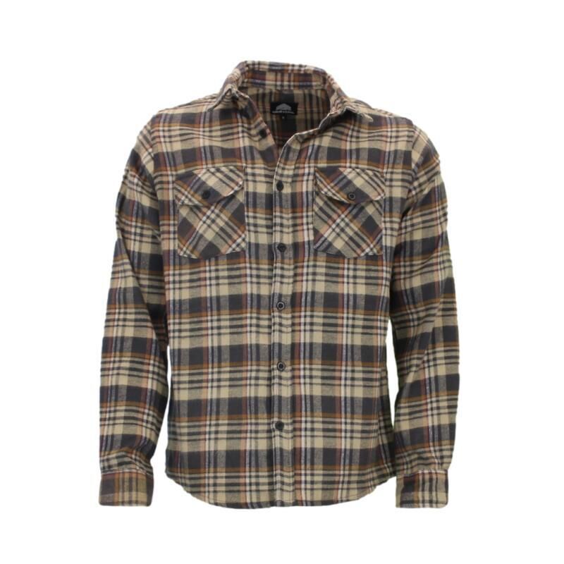 Men's Flannelette Shirt Long Sleeve Check Print Pattern Cotton Flannel - Picture 56 of 65